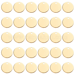 Ciondoli in ottone pandahall elite, timbratura tag vuoto, rotondo e piatto, oro, 20x1mm, Foro: 2 mm, 30pcs/scatola