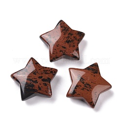 Perline di ossidiana naturale di mogano, Senza Buco, stella, 28.5x30x10mm