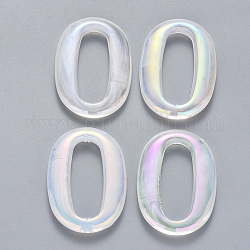 Anillos de acrílico transparente enlace, color de ab chapado, estilo de imitación de piedras preciosas, oval, claro ab, 35.5x25x4.5mm, diámetro interior: 26x10.5 mm
