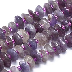 Fili di perline di tormalina viola naturale, con perline semi, piatto, 7~13x8~9x3~4mm, Foro: 1 mm, circa 68pcs/filo, 14.76'' (37.5 cm)