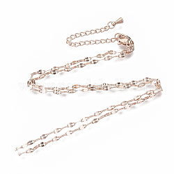 Produzione di collane a catena con catene in ottone, con fermagli aragosta artiglio e catene extender, oro roso, 16.14 pollice (41 cm), 2mm