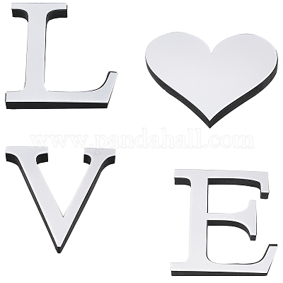 26 Alphabet Letters Mirror Wall Sticker Mirror Effect Art Decor Acrylic  Silver