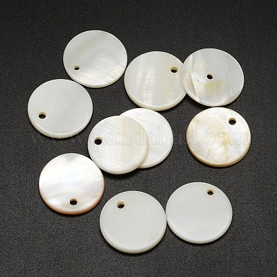 Shell pendentifs ronds plats&nbsp;SHEL-P003-19-1