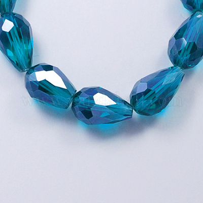 Chapelets de perles en verre électroplaqué&nbsp;EGLA-R008-11x8mm-4-1
