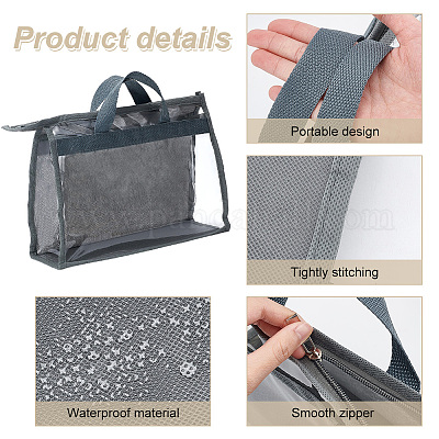 15 Pcs Dust Bags for Handbags Purse Storage Organizer 3 Size Clear Purse  Organizer Hanging Handbag Storage with Zipper and Handles Closet Purse Bags  for Storage Purse Covers for Dust, Gray, 5