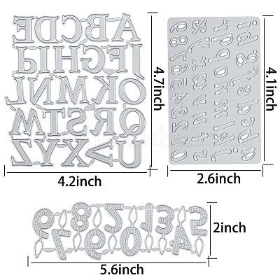 Craspire ナンバー＆アルファベットフレーム炭素鋼カッティングダイステンシル DIYスクラップブッキング/フォトアルバム用  装飾的なエンボス印刷紙のカード マットプラチナカラー 3個/セットの通販 - PandaHall（パンダホール）