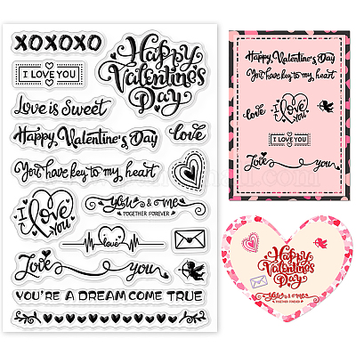 Wholesale GLOBLELAND Valentine's Day Words Clear Stamps Love Heart