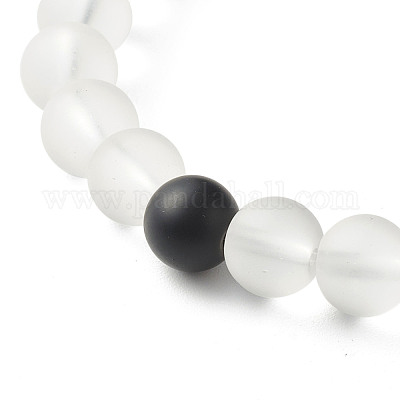 Wholesale Synthetic Quartz Crystal Beads and Synthetic Black Stone Beads  Stretch Bracelets Set for Girl Women Gift 