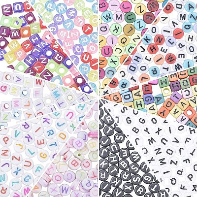 1200PCS Acrylic Letter Bead Set 3 Colors Mix Plastic Alphabet