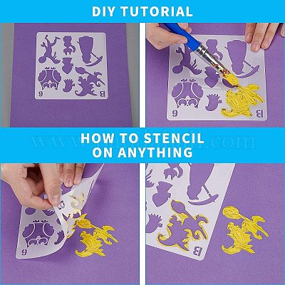 17 Pochoirs Halloween Réutilisables En Plastique - Motifs Crâne, Fleurs, Papillons... - Pour Peinture Sur Bois, Tissu, Verre, Cartes DIY