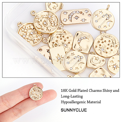  SUNNYCLUE 1 Box 16Pcs 8 Styles Real 14K Gold Plated