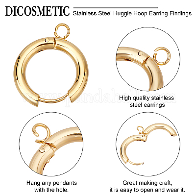 DICOSMETIC 12Pcs 2 Color Stainless Steel Huggie Hoop Earring Findings  Leverback Earring Hooks Hypoallergenic Earrings with Loop for DIY Bracelet  Necklace Jewelry Making 