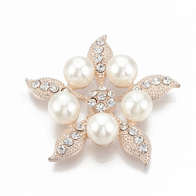 Pearl & Crystal Gold Brooch FLAT BACK 