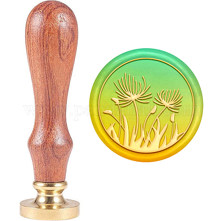 MAYJOYDIY Dandelion Wax Seal Stamp Flower Grass Vintage Sealing Wax Stamp 30mm Brass Head Durable Removable Stamp on Cards AJEW-WH0184-1145-1