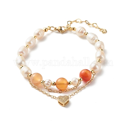 Natürliche Karneol Perlen Multi-Strang Armbänder X1-BJEW-TA00005-1