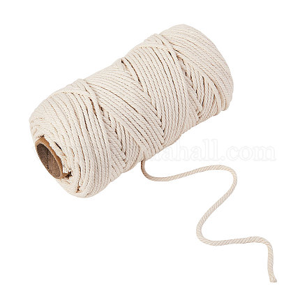 コットン糸  装飾的な糸のスレッド  DIYの工芸品について  ギフトラッピングとジュエリー作り  ホワイト  3mm  約100m /ロール  1roll OCOR-CJ0001-02-1