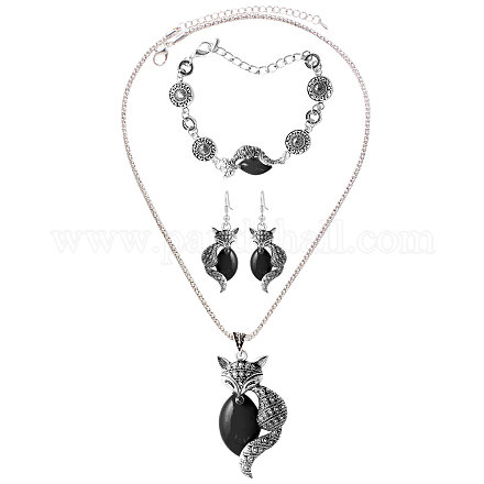 Volpe set di gioielli in lega di turchese SJEW-N0001-026C-1