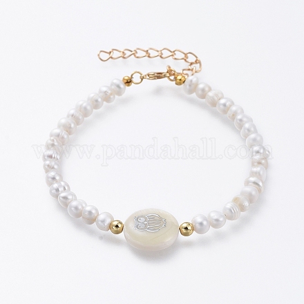 Pulseras de perlas naturales de perlas de agua dulce BJEW-JB05123-01-1