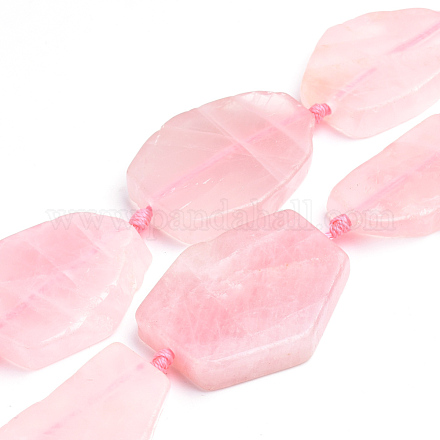 Granos naturales de abalorios de cuarzo rosa G-S268-08-1