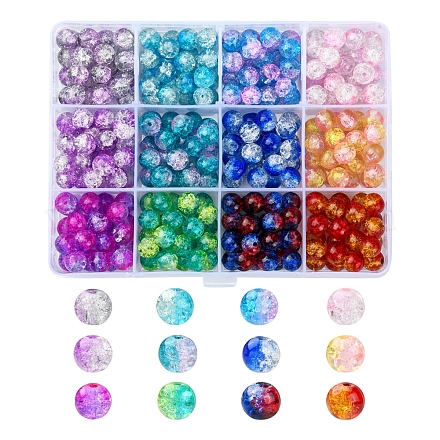 360 pièces 12 couleurs brins de perles de verre craquelées peintes à la bombe CCG-YW0001-13-1