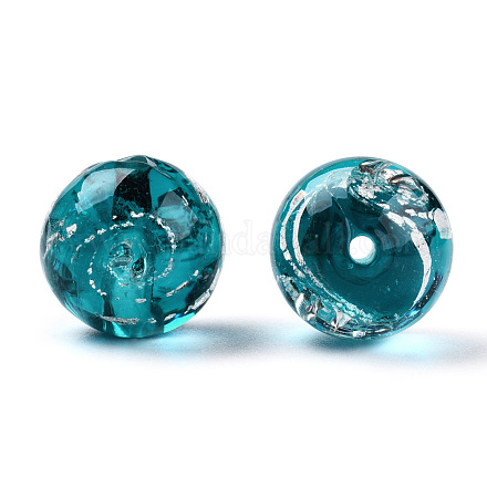 Perles vernissées de feuille en argent manuelles LAMP-N029-019-A03-1