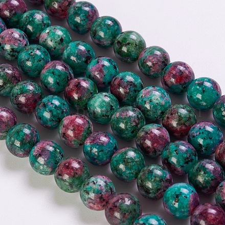 Rubí sintético en hilos de perlas de zoisita G-K254-05-6mm-1