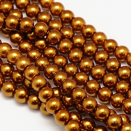 Brins de perles rondes en verre teinté écologique HY-A002-10mm-RB090-1