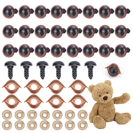 100Pcs Brown Plastic Safety Eyes Craft Eyes for Sewing Crafting Buttons  Teddy Bear Doll (18MM) 