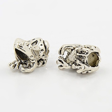 Antique Silver Tibetan Alloy Frog Beads X-PALLOY-AD48038-AS-FF-1