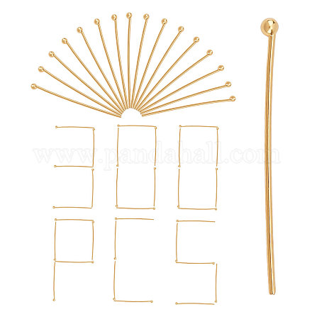 CREATCABIN 1 Box 200Pcs 18K Gold Plated Ball Head Pins Wire Headpins Needles Gauge Satin Pins Beautiful Bead Earring Pendant Beading Jewelry DIY Craft Making Golden 27.5x2mm KK-CN0001-18-1