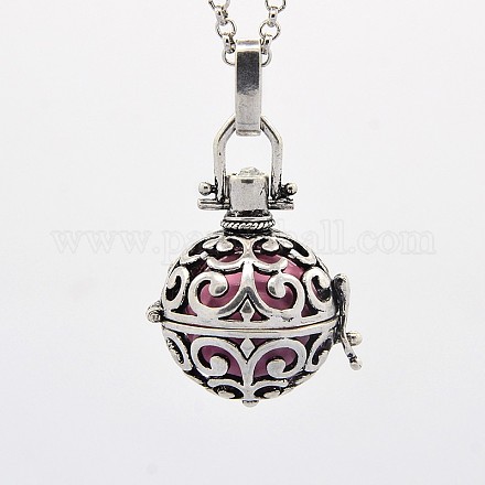 Antique Silver Brass Pregnancy Chime Ball Pendant Necklaces NJEW-F053-02AS-03-1