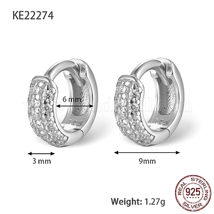 Серьги-кольца с родиевым покрытием и 925 стерлинговым серебром с микропаве циркония DV9304-1-1