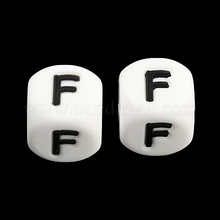 20 pz cubo bianco lettera perline di silicone 12x12x12mm dadi quadrati alfabeto perline con 2mm foro distanziatore lettera allentata perline per collana braccialetto creazione di gioielli JX432F-1