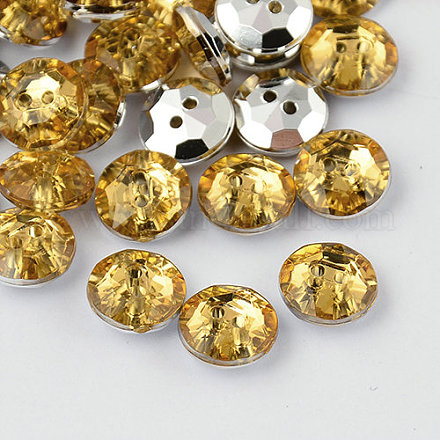 Botones redondos planos del diamante artificial de acrílico de Taiwán de 2-agujero BUTT-F015-11.5mm-30-1