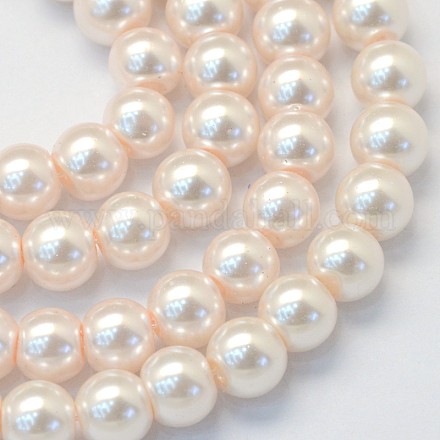 Backen gemalt pearlized Glasperlen runden Perle Stränge HY-Q003-10mm-41-1