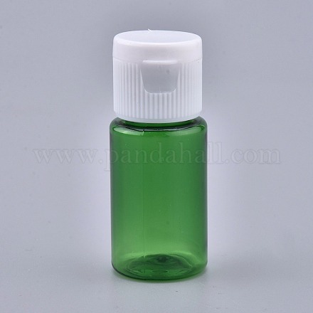 ペットのプラスチック製の空のフリップキャップボトル  白いppのプラスチック製のふた付き  旅行用液体化粧品サンプル用  グリーン  2.3x5.65cm 容量：10ml（0.34液量オンス）。 MRMJ-K002-A05-1
