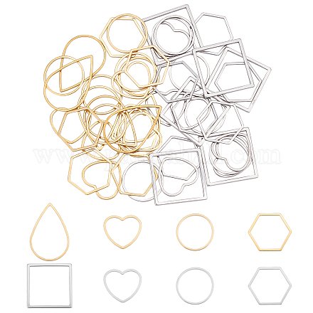 Unicraftale 48Pcs 8 Style 304 Stainless Steel Linking Rings STAS-UN0020-58-1