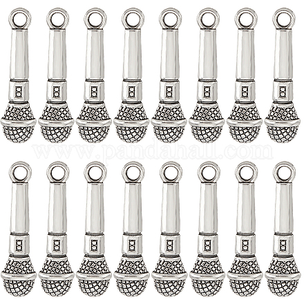 SUNNYCLUE 1 Box 60Pcs Microphone Charms Bulk Music Charm Tibetan Style Antique Silver Singer Mini Karaoke Charms Small Miniature Lifelike Alloy Charms for Jewelry Making Charm DIY Necklace Supplies TIBE-SC0004-55-RS-1
