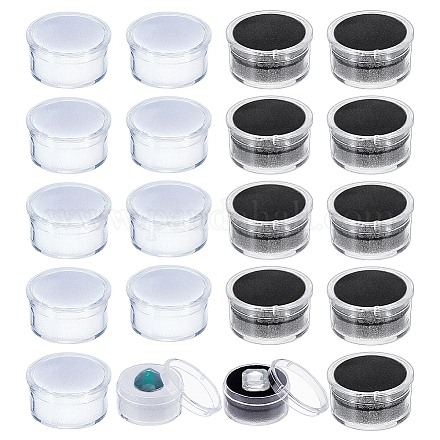 CHGCRAFT 20Pcs 2 Colors Mini Round Stone Box Small Loose Diamond Gemstone Display Case Plastic Containers Holder with Clear Top Lids and Sponge MRMJ-CA0001-34-1