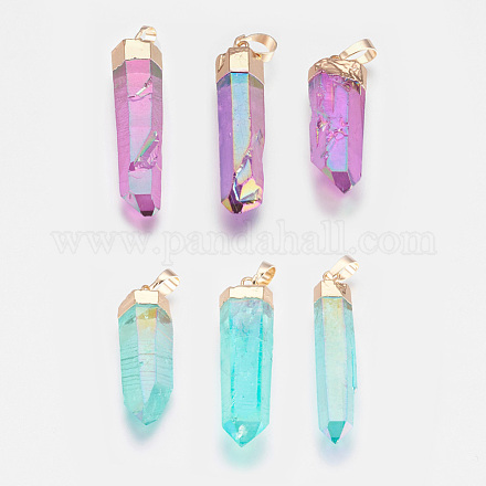 Faceted Dyed Natural Quartz Pointed Pendants G-F569-06-1