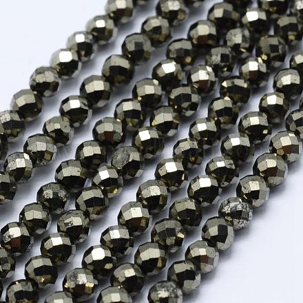 Chapelets de perles de pyrite naturelle  G-J369-19-3mm-1