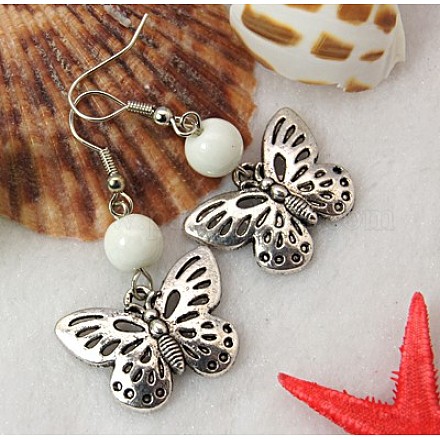 Dangle Butterfly Earrings EJEW-JE00214-01-1