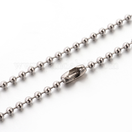 Collares de cadena de bola clásico liso de acero inoxidable 304 para hombres y mujeres STAS-M174-007-1