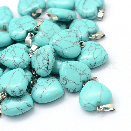 Heart Dyed Synthetic Turquoise Pendants G-Q371-09-1