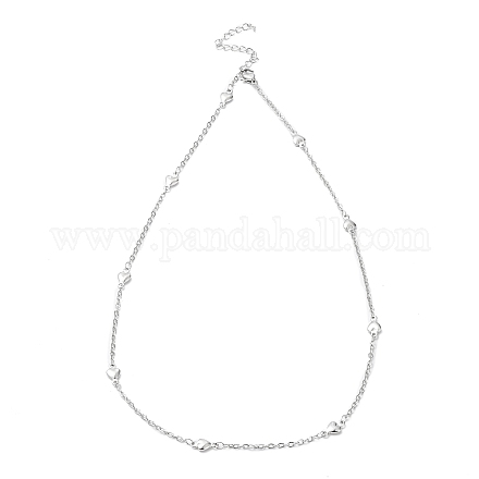 304 Halskette mit Herzgliedern aus Edelstahl NJEW-K249-09P-1