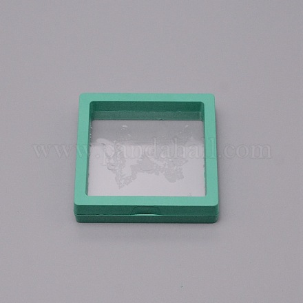 プラスチック透明3dフローティングフレームディスプレイ  リングネックレスブレスレットイヤリング用  コインディスプレイスタンド  aaメダリオン  ミディアムアクアマリン  9.05x9.05x2cm ODIS-WH0027-04A-1