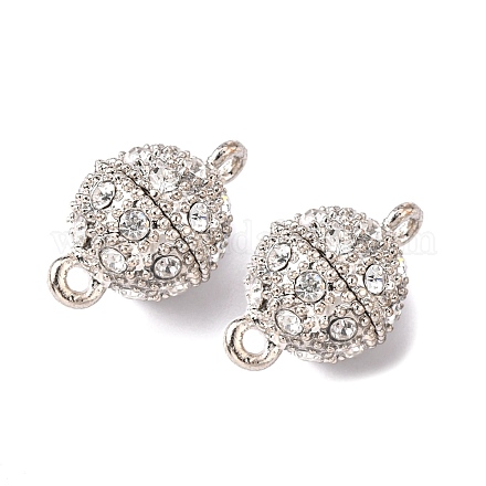 Alloy Rhinestone Magnetic Clasps with Loops RB-H116-3-N-1-1
