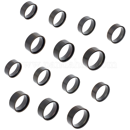Universale Set di anelli a fascia semplici in acciaio inossidabile da 14 pz 7 misura 304 RJEW-UN0002-90EB-1