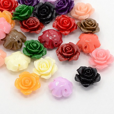 Synthetic Coral 3D Flower Rose Beads CORA-A005-14mm-M-1