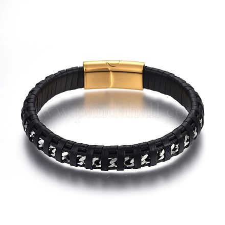 Leather Braided Cord Bracelets BJEW-E352-10G-1
